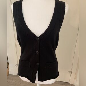 CLOTH By Design Classic Black V-Neck Sweater Vest with faux pockets.